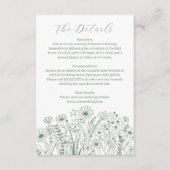 Wildflowers Elegant Sage Green Wedding Details Informatiekaartje (Voorkant)