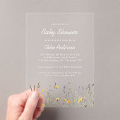 Wildflowers Elegant Spring Baby shower Clear Acryl Uitnodigingen (Insitu (Draagbaar))