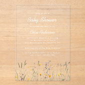 Wildflowers Elegant Spring Baby shower Clear Acryl Uitnodigingen (Voorkant)