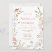 Wildflowers elegant Spring First Birthday Kaart (Voorkant)
