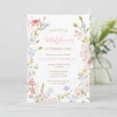 Wildflowers elegant Spring First Birthday Kaart (Staand voorkant)