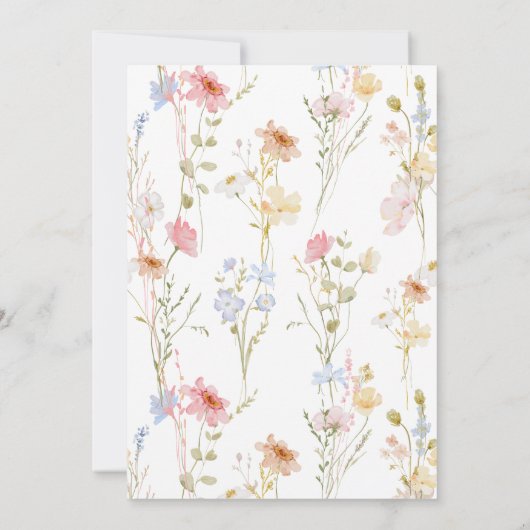Wildflowers elegant Spring First Birthday Kaart (Achterkant)