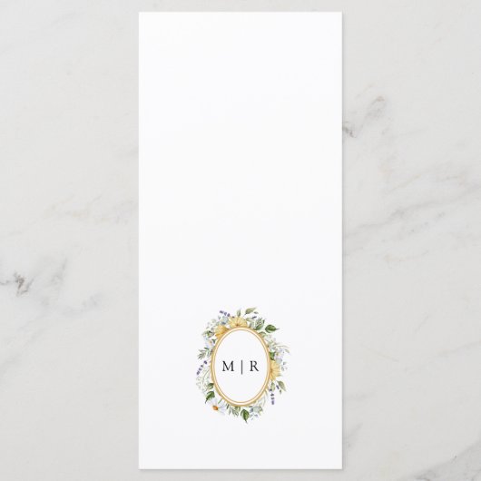 Wildflowers Elegant Vintage Wedding Menu (Achterkant)