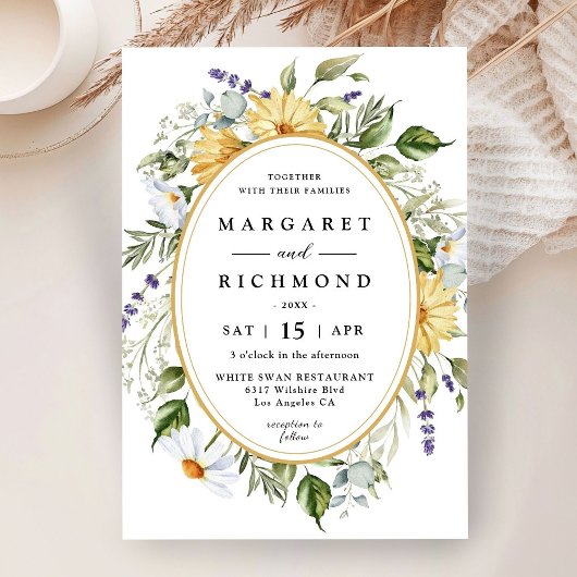 Wildflowers Elegante  Bloemen Huwelijk Kaart