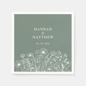 Wildflowers Elegante Sage Green Wedding Servet (Voorkant)