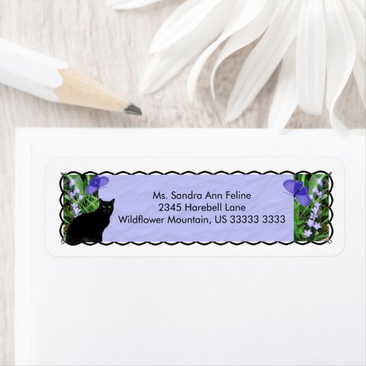 Wildflowers en Cat Return Address Labels (Insitu)