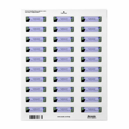  Wildflowers en Cat Return Address Labels (Full Sheet)