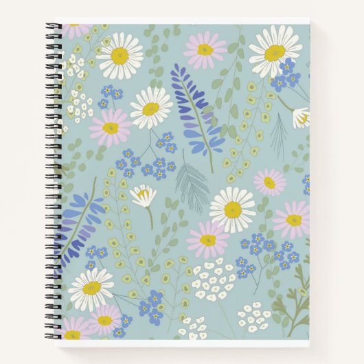 Wildflowers en Plaid Spiral Notitieboek (Voorkant)
