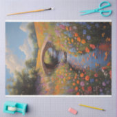 Wildflowers en Stone Bridge Fine Art Decoupage Tissuepapier (Craft)