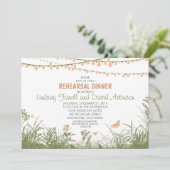 Wildflowers en String Lights repetitie diner Kaart (Staand voorkant)