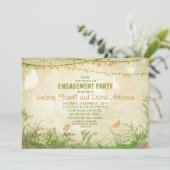 Wildflowers en String Lights verlovingsfeest Kaart (Staand voorkant)