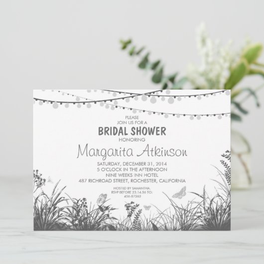 Wildflowers en String Lights vrijgezellenfeest Kaart (Staand voorkant)