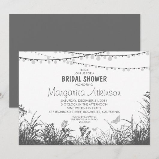 Wildflowers en String Lights vrijgezellenfeest Kaart (Voorkant / Achterkant)