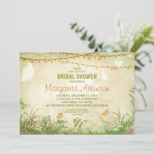 Wildflowers en String Lights vrijgezellenfeest Kaart (Staand voorkant)