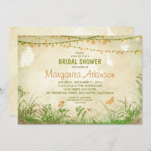 Wildflowers en String Lights vrijgezellenfeest Kaart (Voorkant / Achterkant)