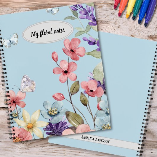 Wildflowers en vlinders custom notitieboek