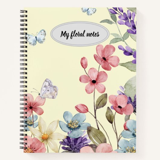 Wildflowers en vlinders custom notitieboek (Voorkant)