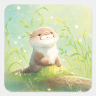 Wildflowers en Wetlands An Otter's Tale Vierkante Sticker