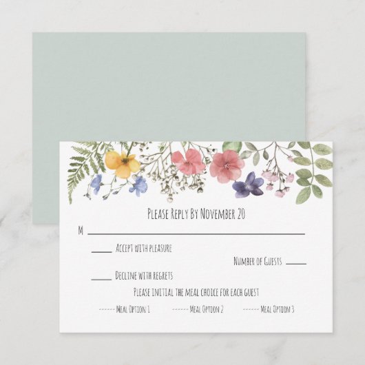 Wildflowers Enclosure RSVP-kaart Kaart (Voorkant / Achterkant)