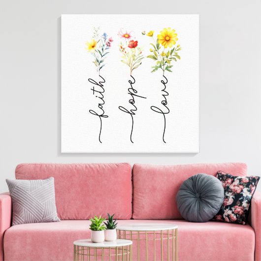 Wildflowers Faith Hope Love Canvas Afdruk (Insitu (Woonkamer))