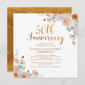 Wildflowers Faux Gold Calligraphy 50ste Jubileum Kaart (Voorkant / Achterkant)