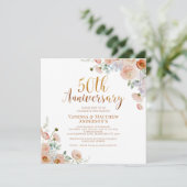 Wildflowers Faux Gold Calligraphy 50ste Jubileum Kaart (Staand voorkant)