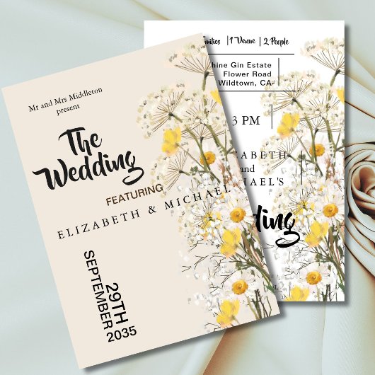 Wildflowers Festival Floral Theme Wedding Kaart