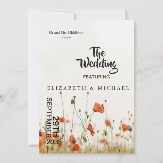 Wildflowers Festival Thema Bloemen Huwelijk Kaart (Voorkant)