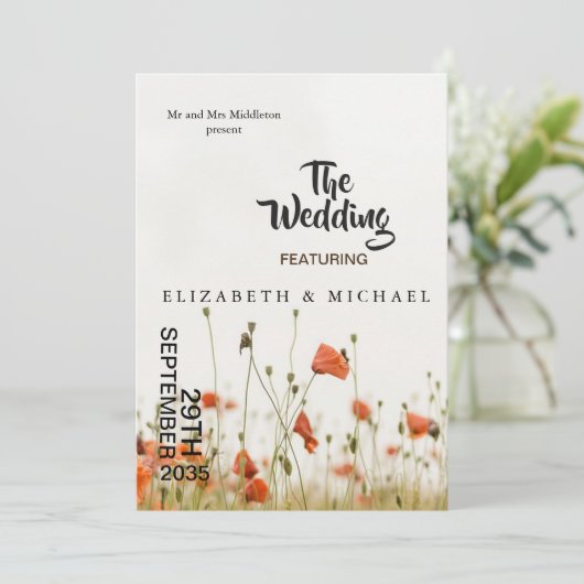 Wildflowers Festival Thema Bloemen Huwelijk Kaart (Staand voorkant)