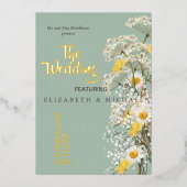 Wildflowers Festival Theme Floral Sage Wedding Folie Uitnodiging (Voorkant)