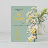 Wildflowers Festival Theme Floral Sage Wedding Folie Uitnodiging (Staand Voorkant)