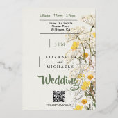 Wildflowers Festival Theme Floral Sage Wedding Folie Uitnodiging (Achterkant)