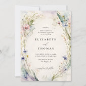 Wildflowers Fête Romantisch Elegant Ecru Huwelijk Kaart (Voorkant)
