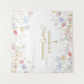 WILDFLOWERS  First Communion Backdrop banner Wandkleed (Voorkant (horizontaal))