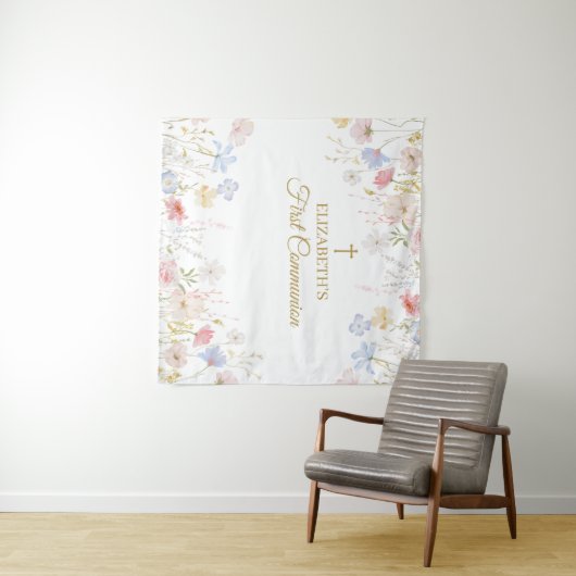 WILDFLOWERS  First Communion Backdrop banner Wandkleed (In Situ (horizontaal))