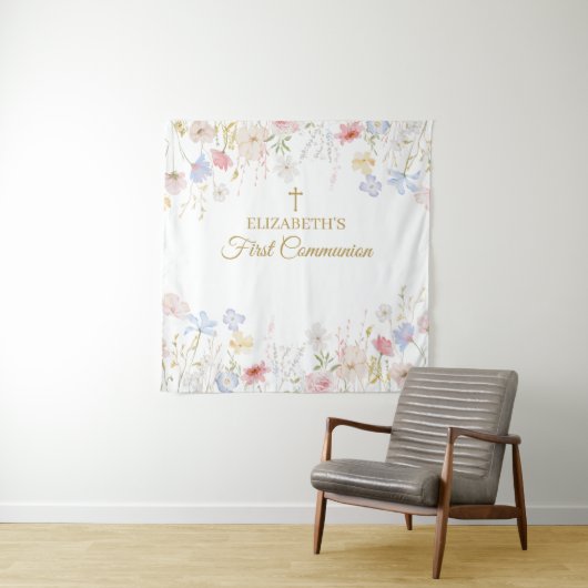 WILDFLOWERS  First Communion Backdrop banner Wandkleed (In situ)
