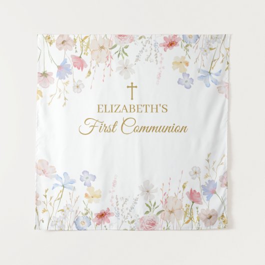 WILDFLOWERS  First Communion Backdrop banner Wandkleed (Voorkant)