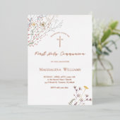 wildflowers | First Communion Invitation Folie Uitnodiging (Staand Voorkant)