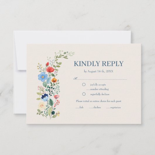 Wildflowers Floral Boho Wedding RSVP (Voorkant)
