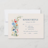 Wildflowers Floral Boho Wedding RSVP Kaartje (Voorkant)