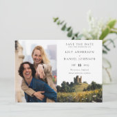 Wildflowers Floral Castle Photo Wedding Save The Date (Staand voorkant)