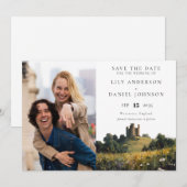 Wildflowers Floral Castle Photo Wedding Save The Date (Voorkant / Achterkant)