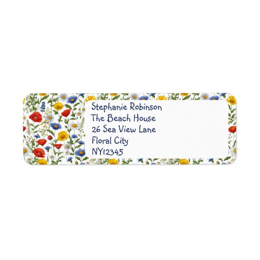 Wildflowers  Floral Design Kleurrijk Custom Etiket (Voorkant)