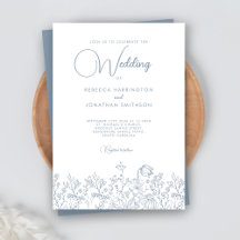 Wildflowers Floral Elegant Dusty Blue Wedding