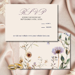 Wildflowers Floral Elegant Wedding RSVP Kaartje