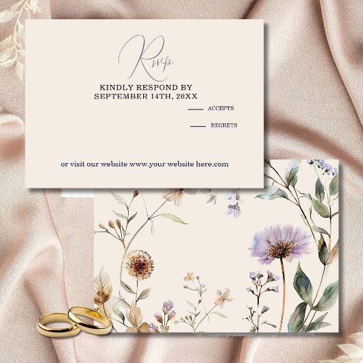 Wildflowers Floral Elegant Wedding RSVP Kaartje