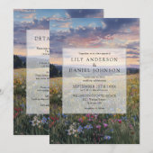 Wildflowers Floral Meadow All In One Wedding Kaart (Voorkant / Achterkant)