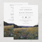 Wildflowers Floral Meadow All In One Wedding Kaart (Voorkant / Achterkant)