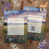 Wildflowers Floral Meadow QR Code Wedding Kaart