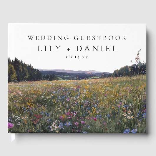 Wildflowers Floral Meadow Wedding Photo Gastenboek (Voorkant)